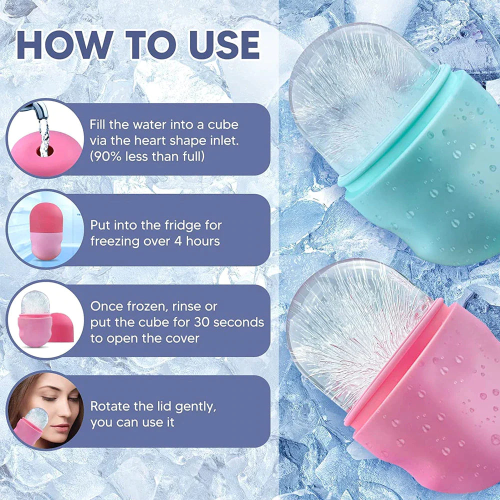 Ice Roller for Face Eyes and Neck Ice Cube Mold Beauty Skin Care Gua Sha Tools Brightens Skin Reusable Facial Treatment Tools