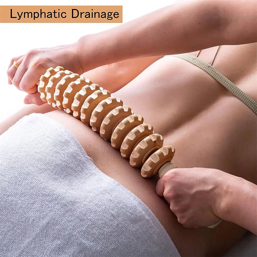 Wood Massage Roller Wood Therapy Massage Tools Body Roller Cellulite Roller Fascia Blaster Wooden Massager for Lymphatic Drainage, Maderoterapia, Pain Relief(Curved)