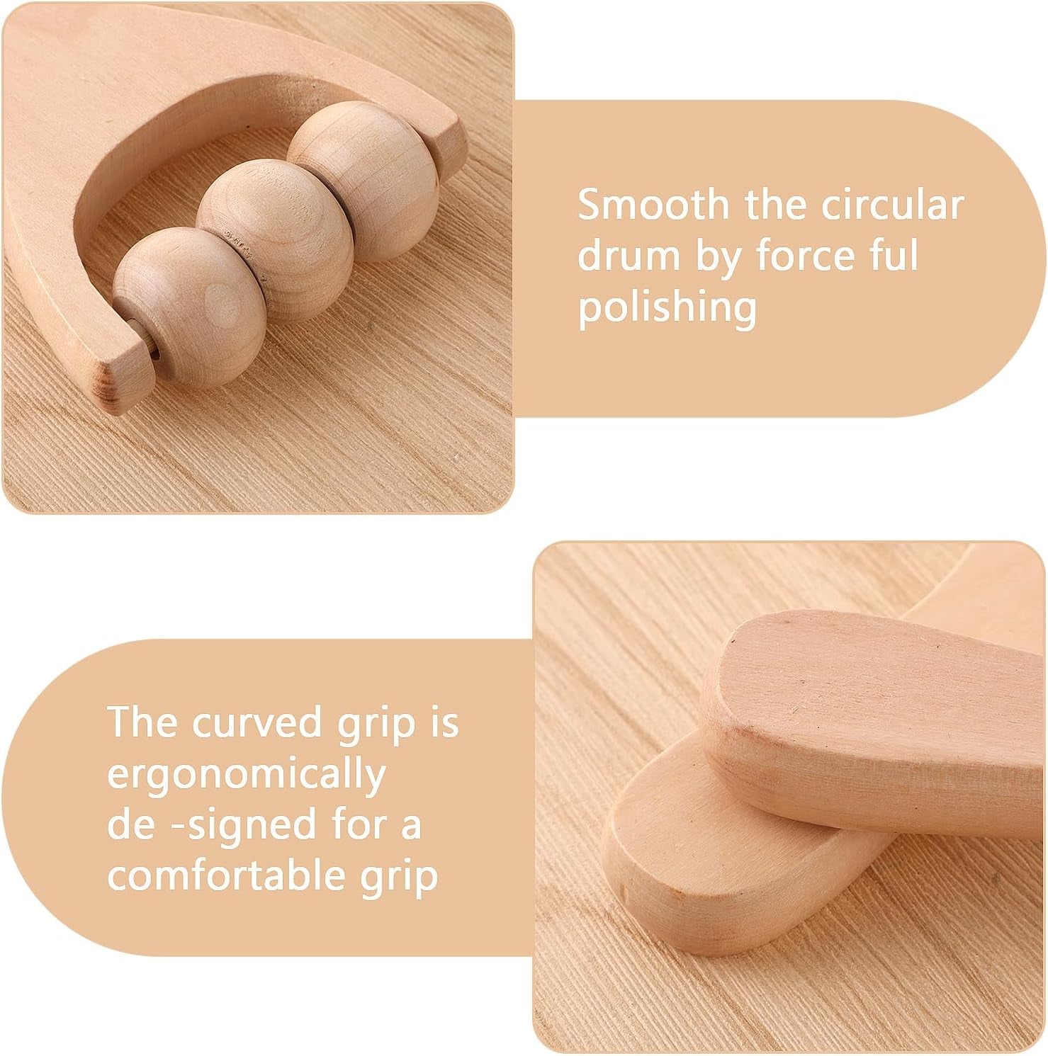 3Pcs Wooden Hand Massage Roller, Muscle Roller Stick, Manual Wood Therapy Massage Tools Massager Roller, for Relaxes Thigh, Leg, Hands Full Body Muscle Men Women