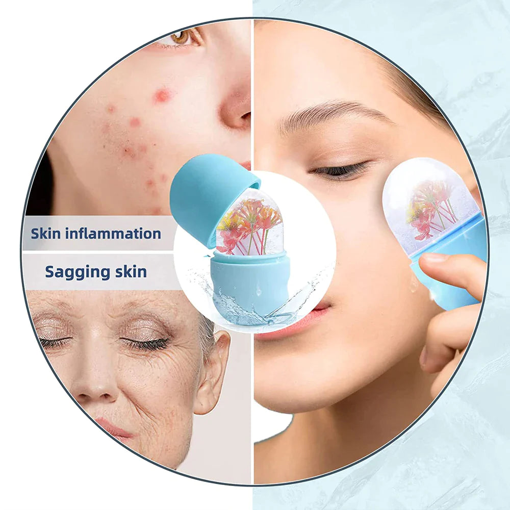 Ice Roller for Face Eyes and Neck Ice Cube Mold Beauty Skin Care Gua Sha Tools Brightens Skin Reusable Facial Treatment Tools