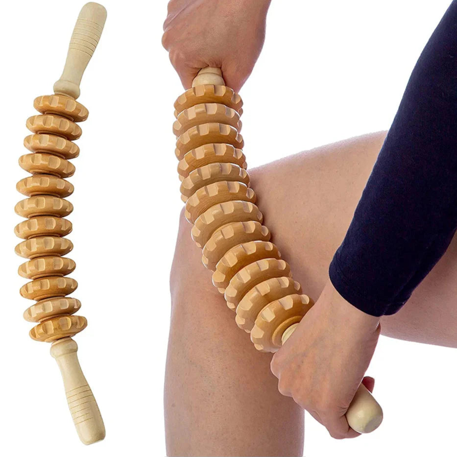 Wood Massage Roller Wood Therapy Massage Tools Body Roller Cellulite Roller Fascia Blaster Wooden Massager for Lymphatic Drainage, Maderoterapia, Pain Relief(Curved)
