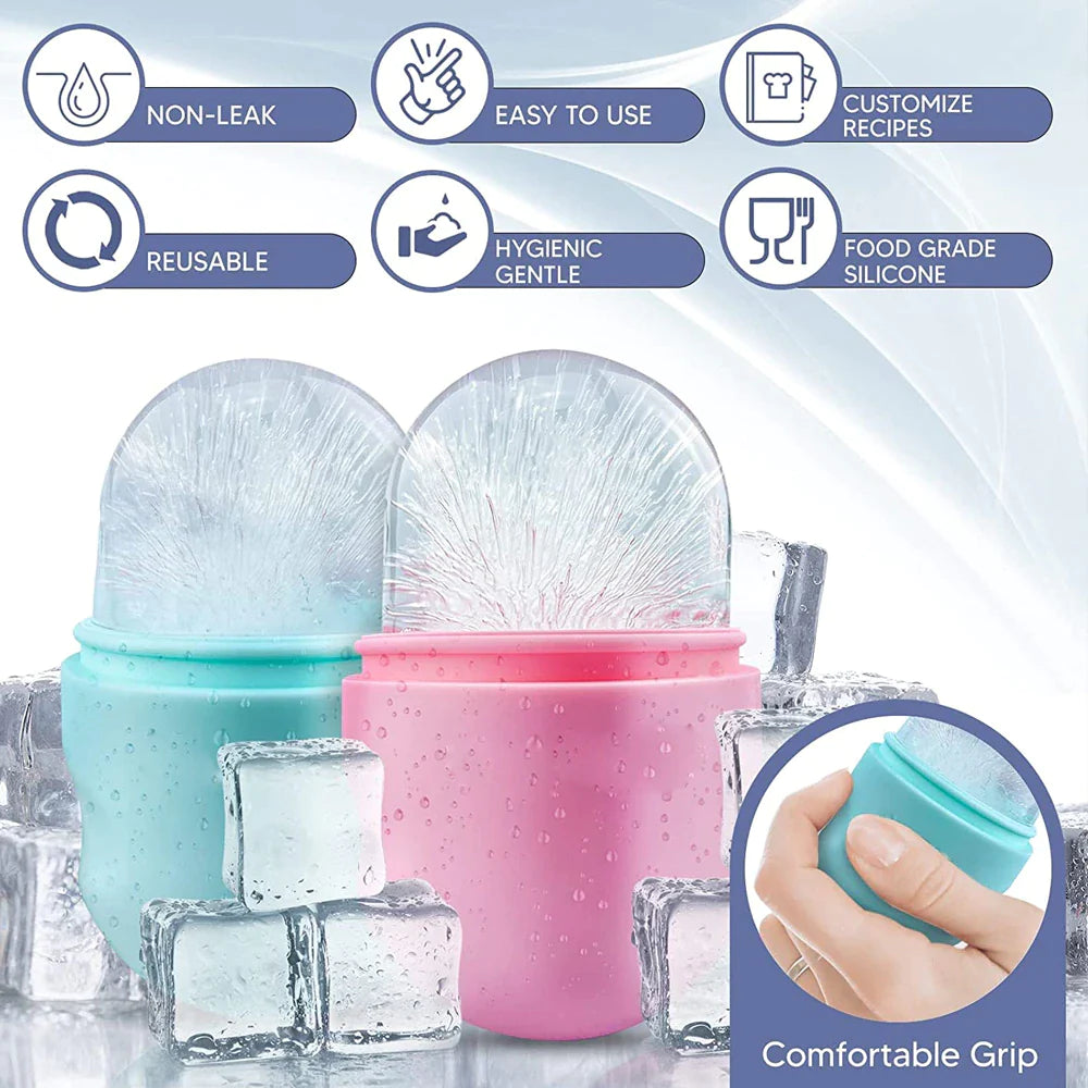 Ice Roller for Face Eyes and Neck Ice Cube Mold Beauty Skin Care Gua Sha Tools Brightens Skin Reusable Facial Treatment Tools